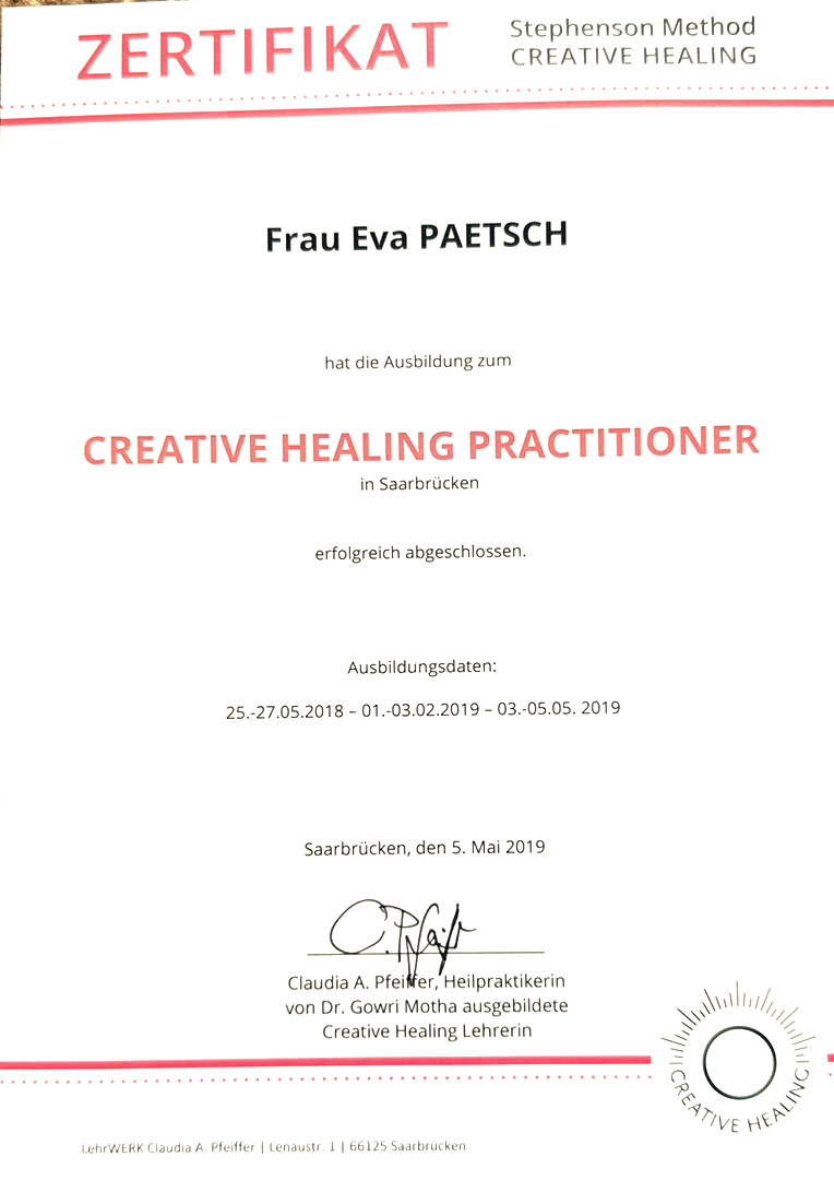 Certificate Creative Healing Practitioner