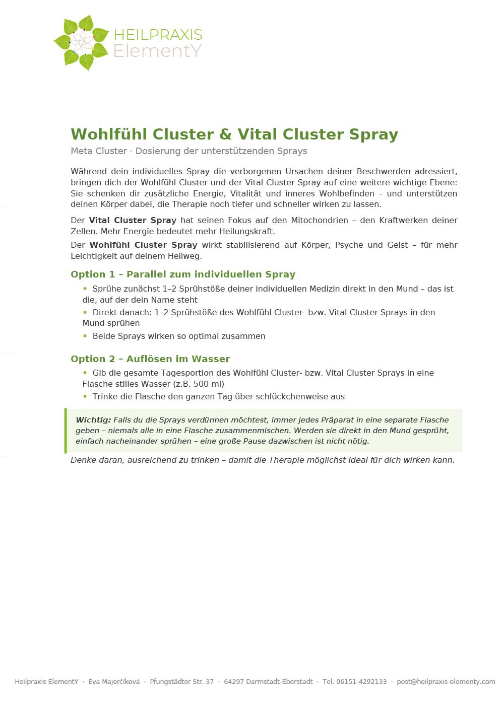 MC Wohlfuehl und Vital Cluster